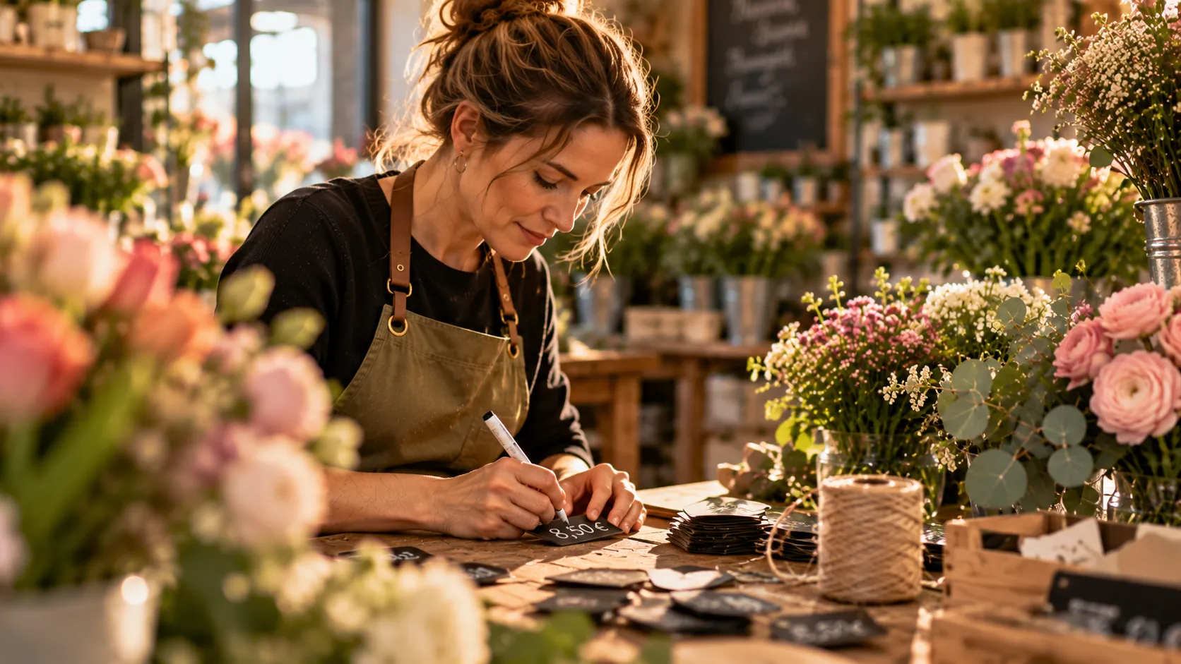Steckschilder im Blumenladen