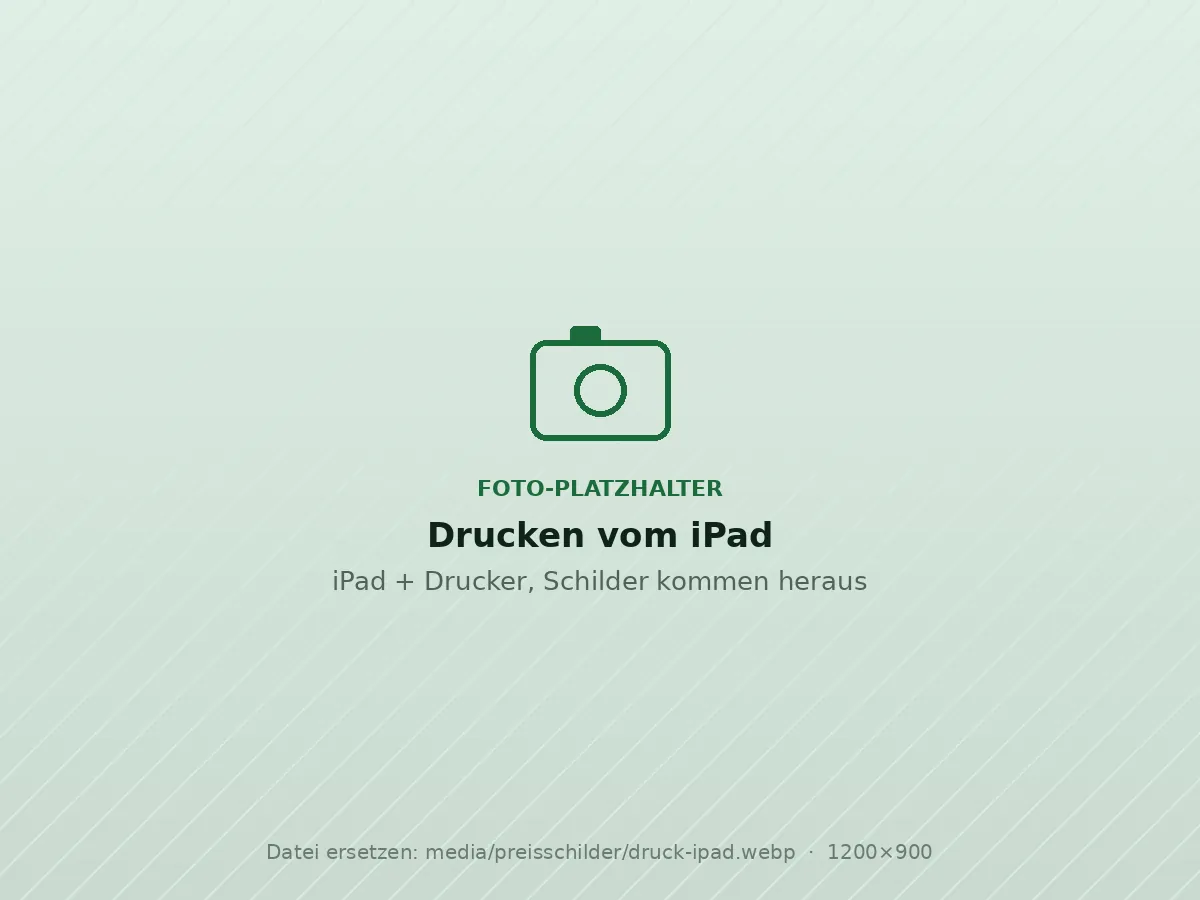 Platzhalter für Foto: Preisschilder werden vom iPad gedruckt
